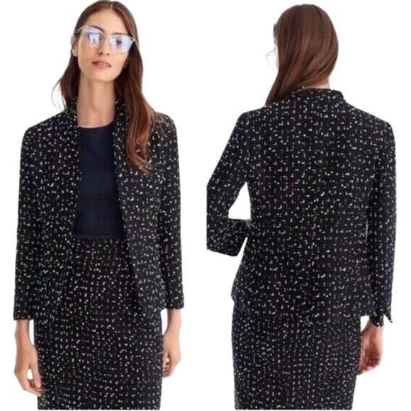 J. Crew Jackets & Blazers - J. Crew 365 Tweed Going Out Deep Navy Blue White Speckled Blazer Jacket 4